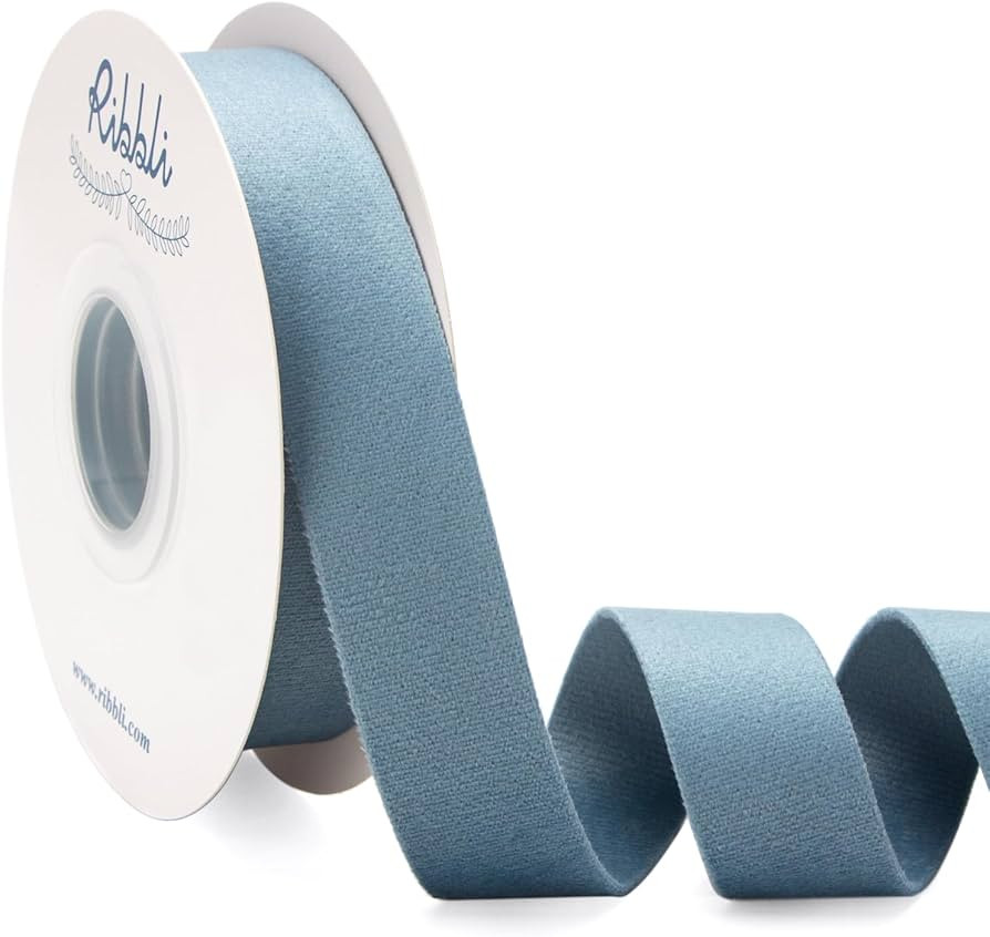 Ribbli Light Dusty Blue Velvet Ribbon Double Faced 1 Inch 10-Yard Spool Light Dusty Blue Ribbon U... | Amazon (US)