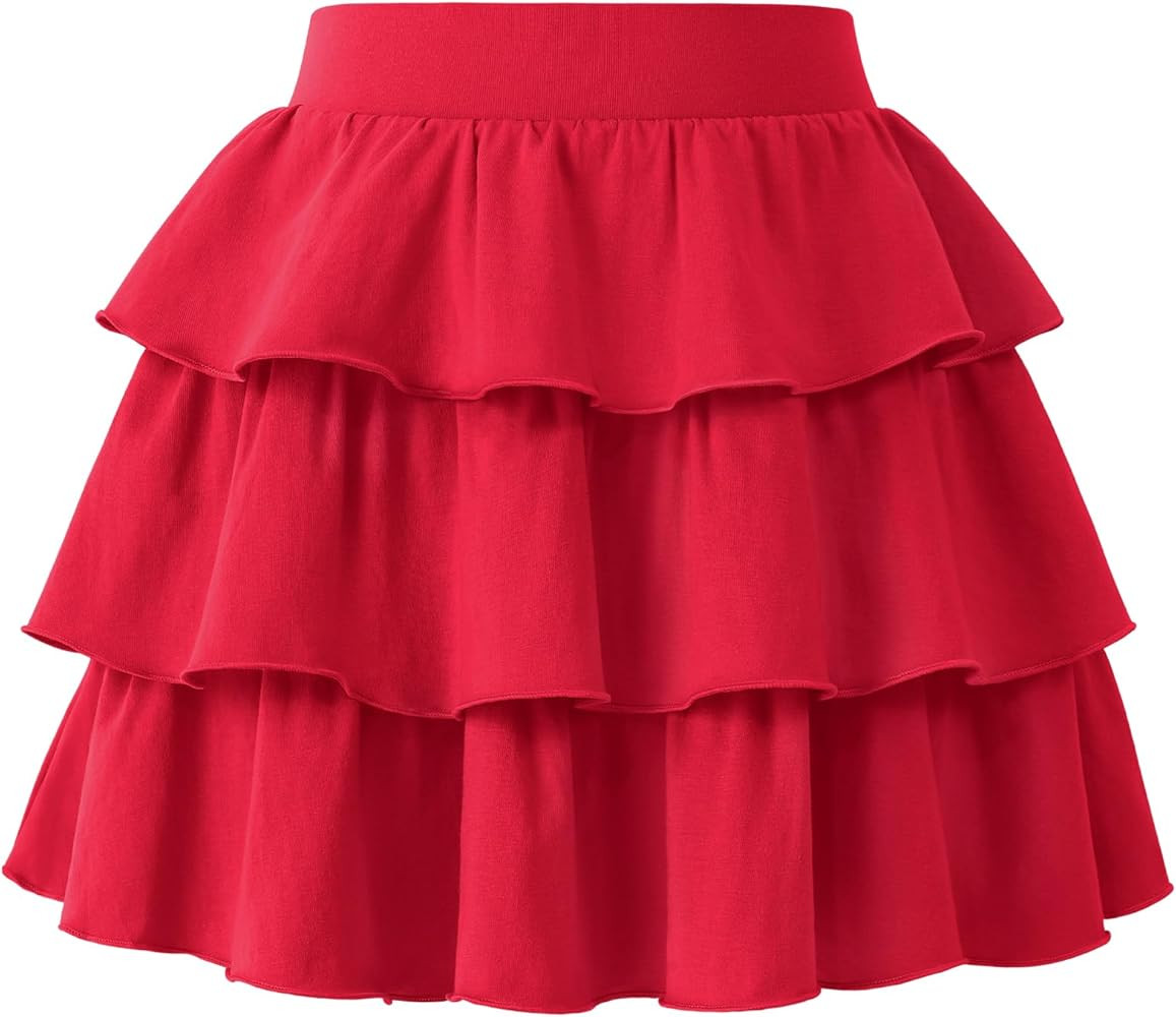 KEREDA Girls Skirt Kids Casual 3-Layer Ruffle Skort School Uniform Skirts for Girls | Amazon (US)
