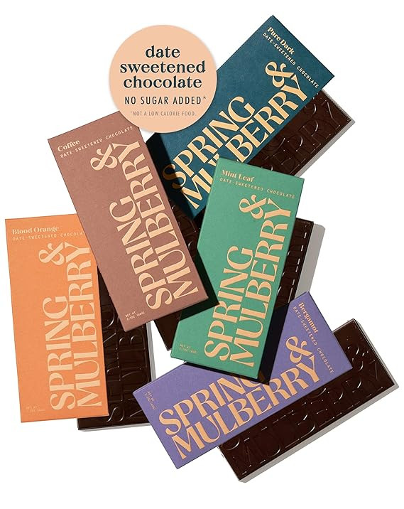 Spring & Mulberry Date-Sweetened Chocolate – 5-Bar Pack, Flavors with Fruits, Nuts, Spices & Es... | Amazon (US)