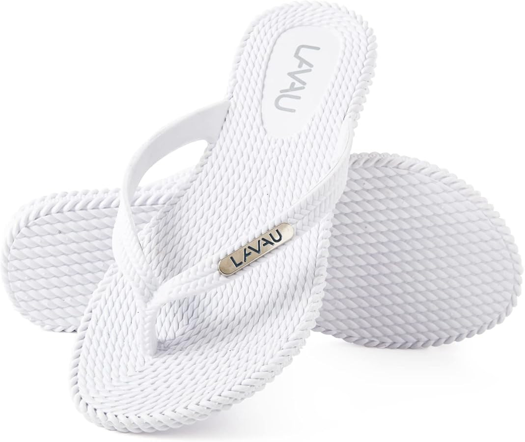 LAVAU Flip Flops for Women, Waterproof Non Slip Thong Sandals for Shower Beach Pool, 100% Recycla... | Amazon (US)