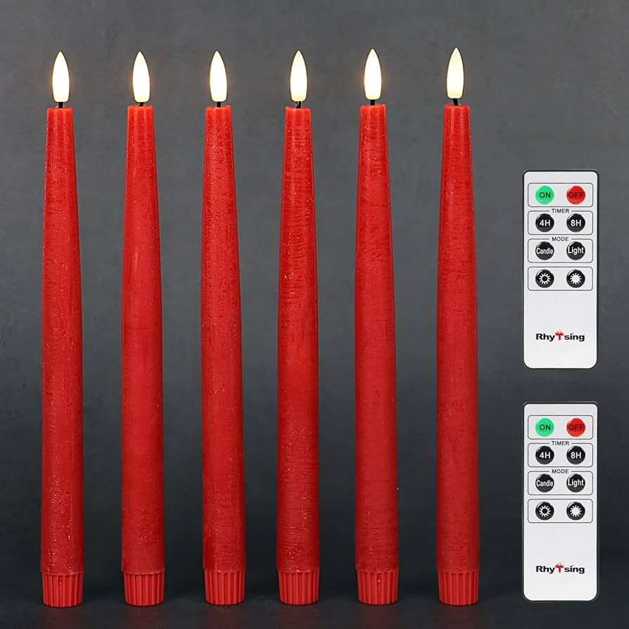 Rhytsing 11.4" Flameless Taper Candles with Timer Function, Battery Operated Dinner Table Tall Ca... | Amazon (US)