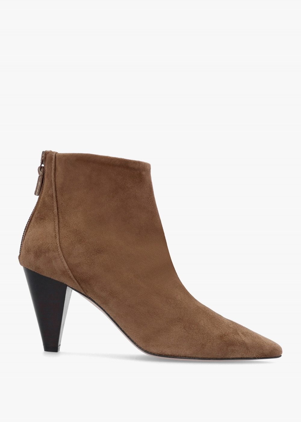 Serin Taupe Suede Zip Back Heeled Ankle Boots | Daniel Footwear (UK)