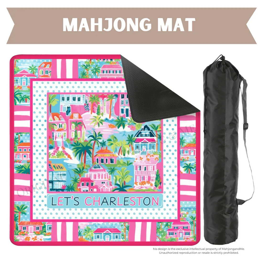 Charleston Mahjong Mat.  Coastal Preppy Mahjong Table Mat.  Triple Layer Cushioned Mahjong Mat | Etsy (US)