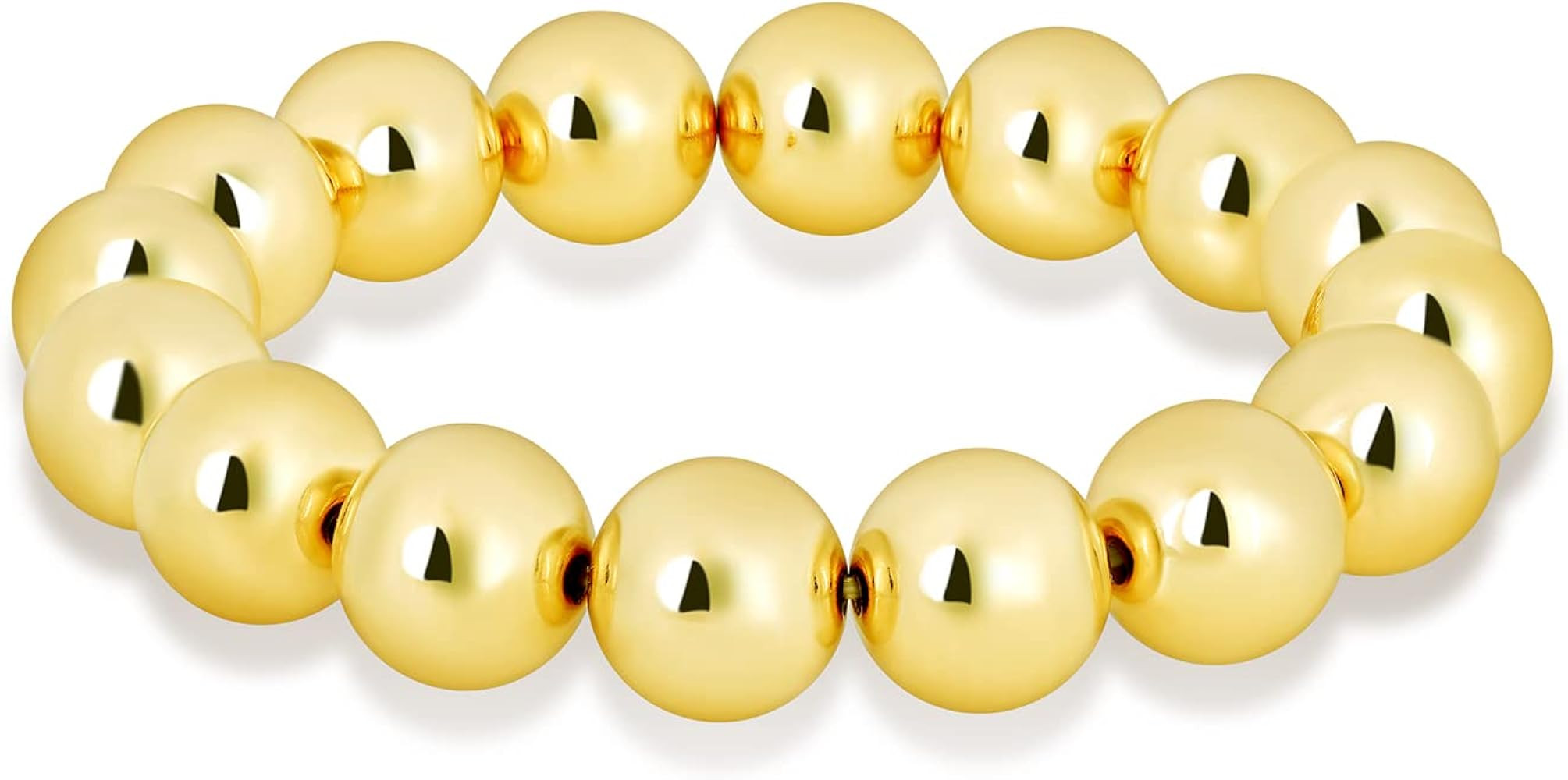 Gold Bead Necklace Bracelet Women: 14K Gold Plated Small Round Beaded Stretch Elastic Chain Link ... | Amazon (US)