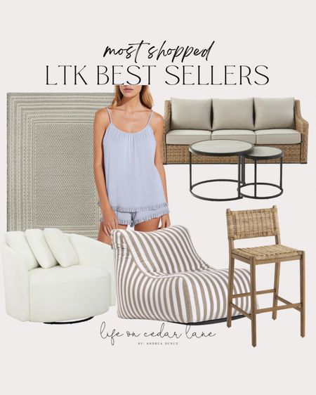 Best sellers in home decor this week plus a cute pajama set! Featuring my white swivel chair, kitchen island stool, neutral rug, patio seating and outdoor bean bag chair

#LTKstyletip #LTKhome
