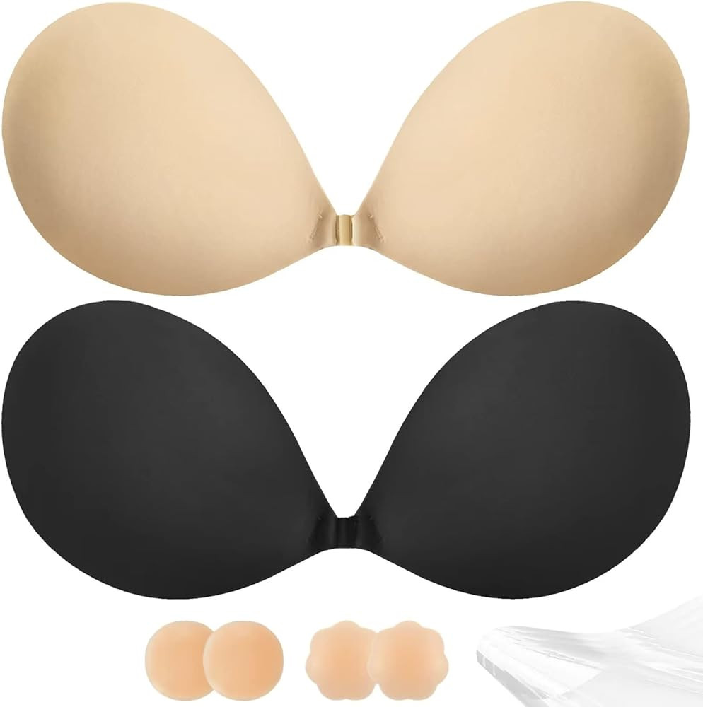 Adhesive Bra Push Up for Women 2 Pair, Sticky Invisible Lifting Bra, Backless Strapless Bras for ... | Amazon (US)