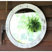 Mirror, Wood Rustic Round Bathroom Bedroom, Reclaimed Barn Wood, Mantle, Entry Way Handcrafted | Etsy (US)