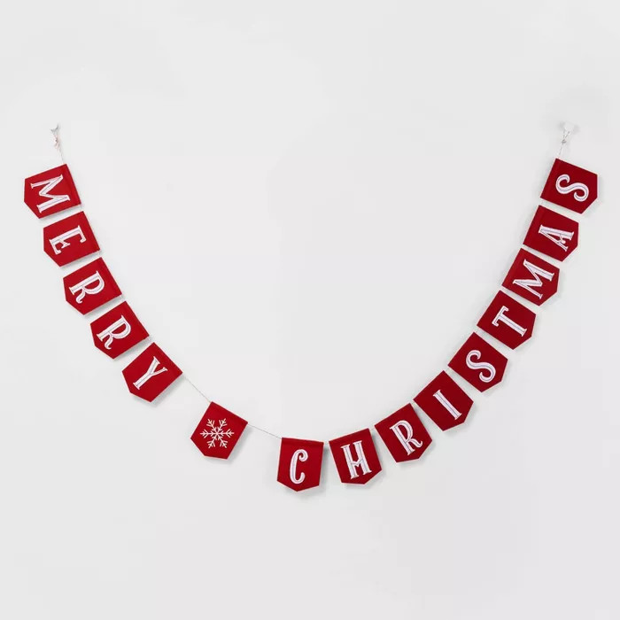 Felt Merry Christmas Banner Red & White - Wondershop™ | Target
