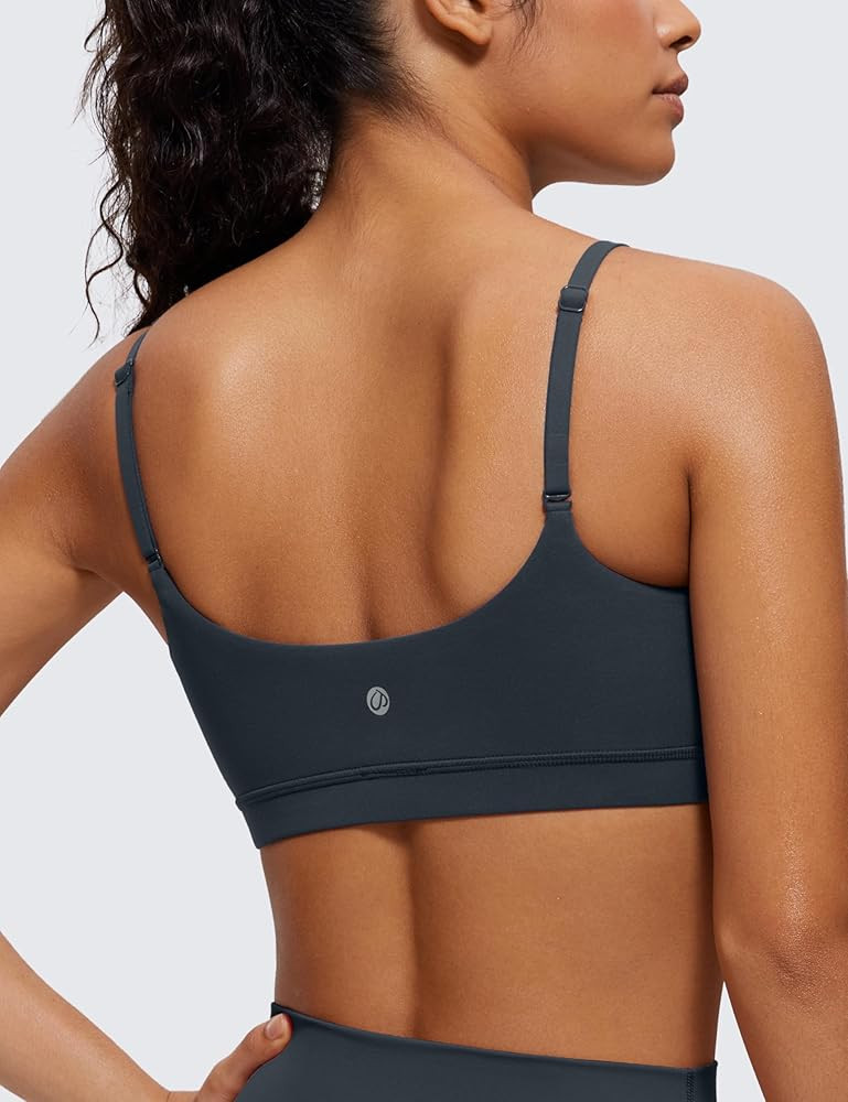 CRZ YOGA Butterluxe Adjustable Spaghetti Strap Sports Bras for Women - Scoop Neck Wireless Padded... | Amazon (US)