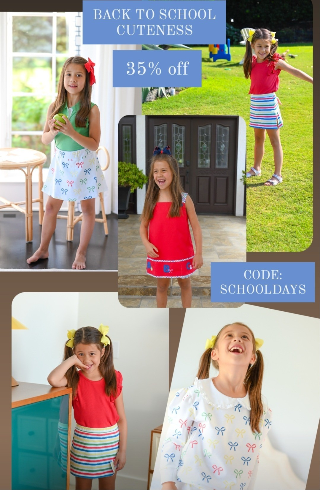 We size up 1 size in anything pima because it can shrink a smidge, even with line drying. Amelia is wearing a size 6 in all pieces seen here. Shes 5 years old. Back to school sale. Code SCHOOLDAYS TBBC

#LTKSeasonal #LTKKids #LTKSaleAlert