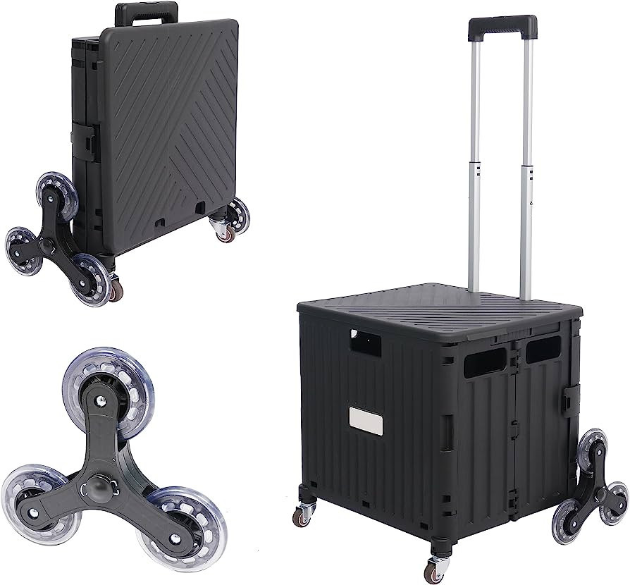 Foldable Utility Cart with Stair Climbing Wheels | Collapsible Rolling Crate with Handle | Heavy ... | Amazon (US)