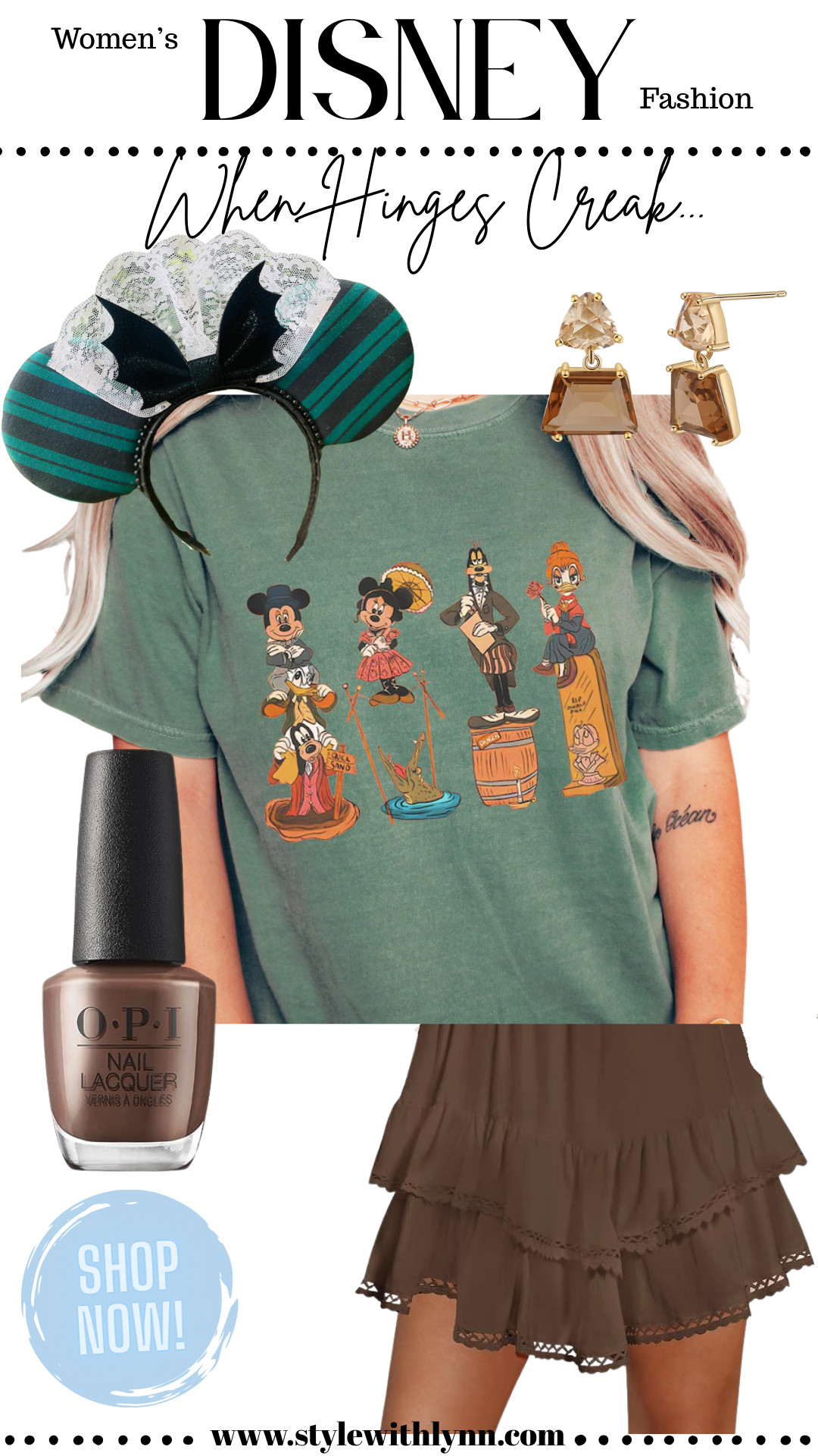 Channel your inner grim grinning ghost with this Disney Halloween outfit perfect for spooky season in the parks or at home!  From the iconic Haunted Mansion tee to chic ruffle skirt, bat-inspired ears, and moody nail polish — this look is a must-have for Disney lovers.

✨ Perfect for Mickey’s Not-So-Scary Halloween Party or a fall Disney day!

🛍️ Shop this Disney outfit inspo and get spooky chic now!

#DisneyHalloweenOutfit #HauntedMansionStyle #DisneyOutfitInspo #MNSSHP2025 #LTKFallFashion #LTKDisneyStyle #DisneyParkStyle #SpookySeasonStyle 

 #LTKFindsUnder50 #LTKStyleTip #LTKTravel