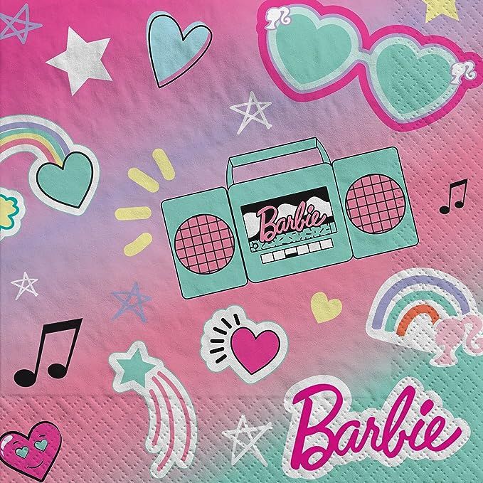 Barbie Dream Together Napkins - 5" x 5" | Multicolor | 16 Pcs. | Amazon (US)