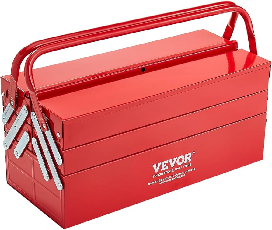 VEVOR Metal Tool Box, 18-inch, 3-Tier 5-Tray Portable Folding Tool Chest Organizer with Handle & ... | Amazon (US)
