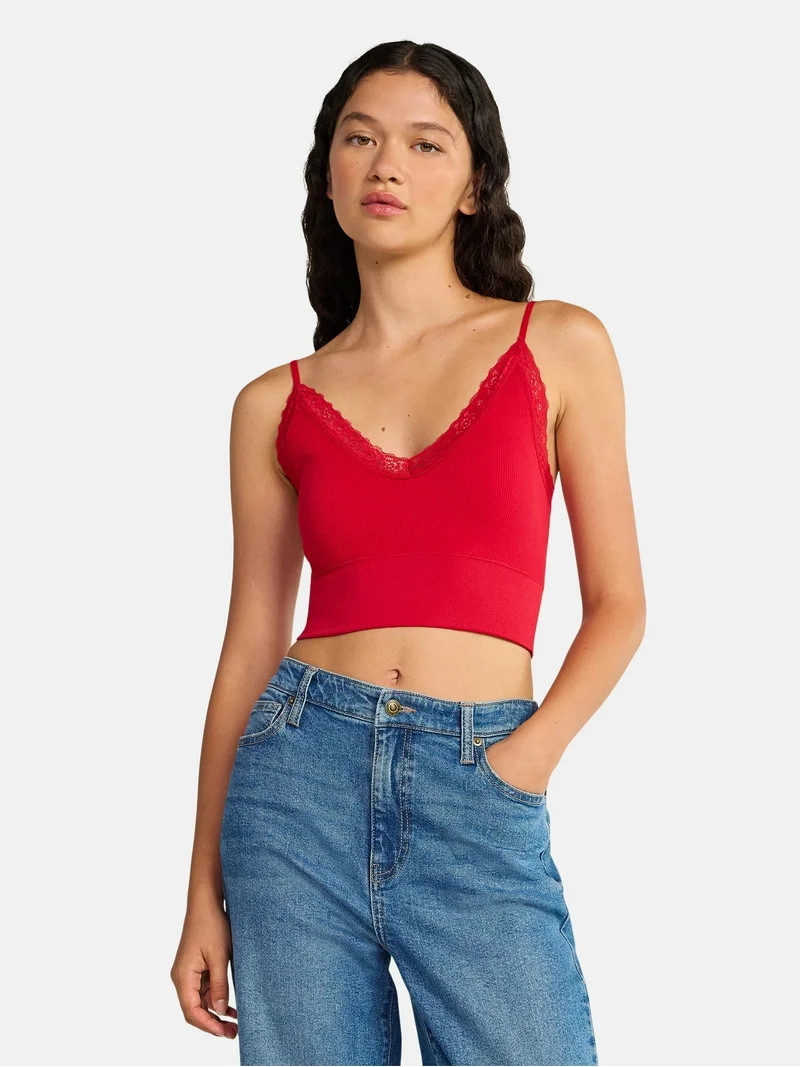 No Boundaries Lace Trim Cami Tank, Women's | Walmart (US)