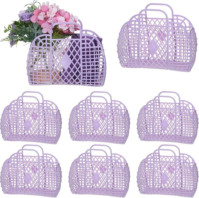 Tatuo 8 Pcs Jelly Purse Jelly Basket Bags Jelly Beach Bag Reusable Summer Child Handbags Plastic ... | Amazon (US)