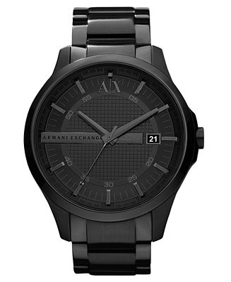 A|X Armani Exchange Watch, Men's Black Ion Plated Stainless Steel Bracelet 46mm AX2104 | Macys (US)