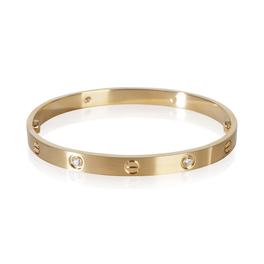 Pre-Owned Cartier Yellow Gold Diamond Brushed Finished Love Bracelet | Jomashop.com & JomaDeals.com