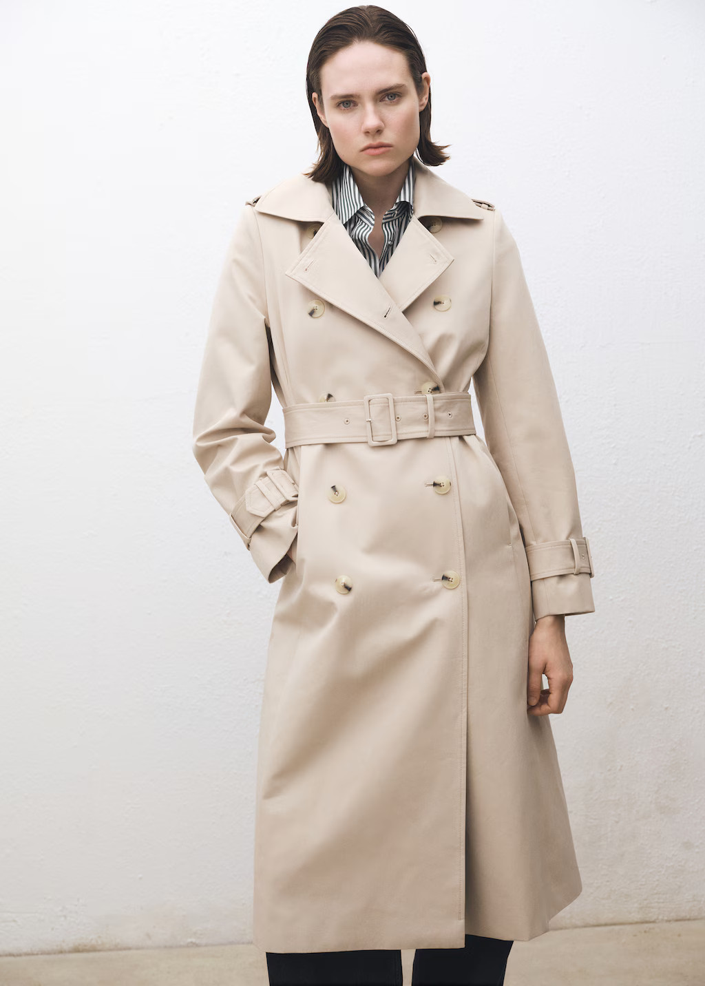 Double-breasted cotton trench coat | Mango (US/MX/AU)