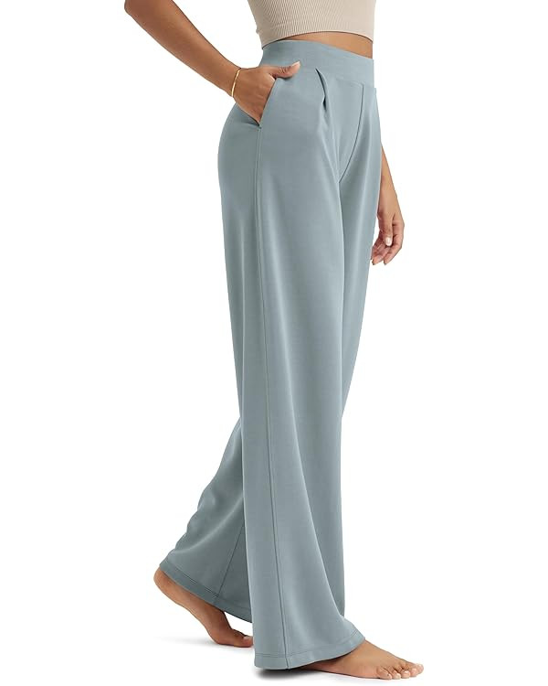 ODODOS Modal Soft Wide Leg Pants for Women High Waist Casual Relaxed Pants with Pockets-27/29"/ 3... | Amazon (US)