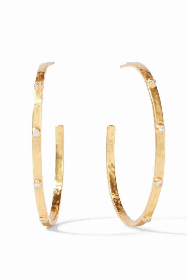 Crescent Stone Hoop-CZ -XL | Julie Vos | The Willow Tree