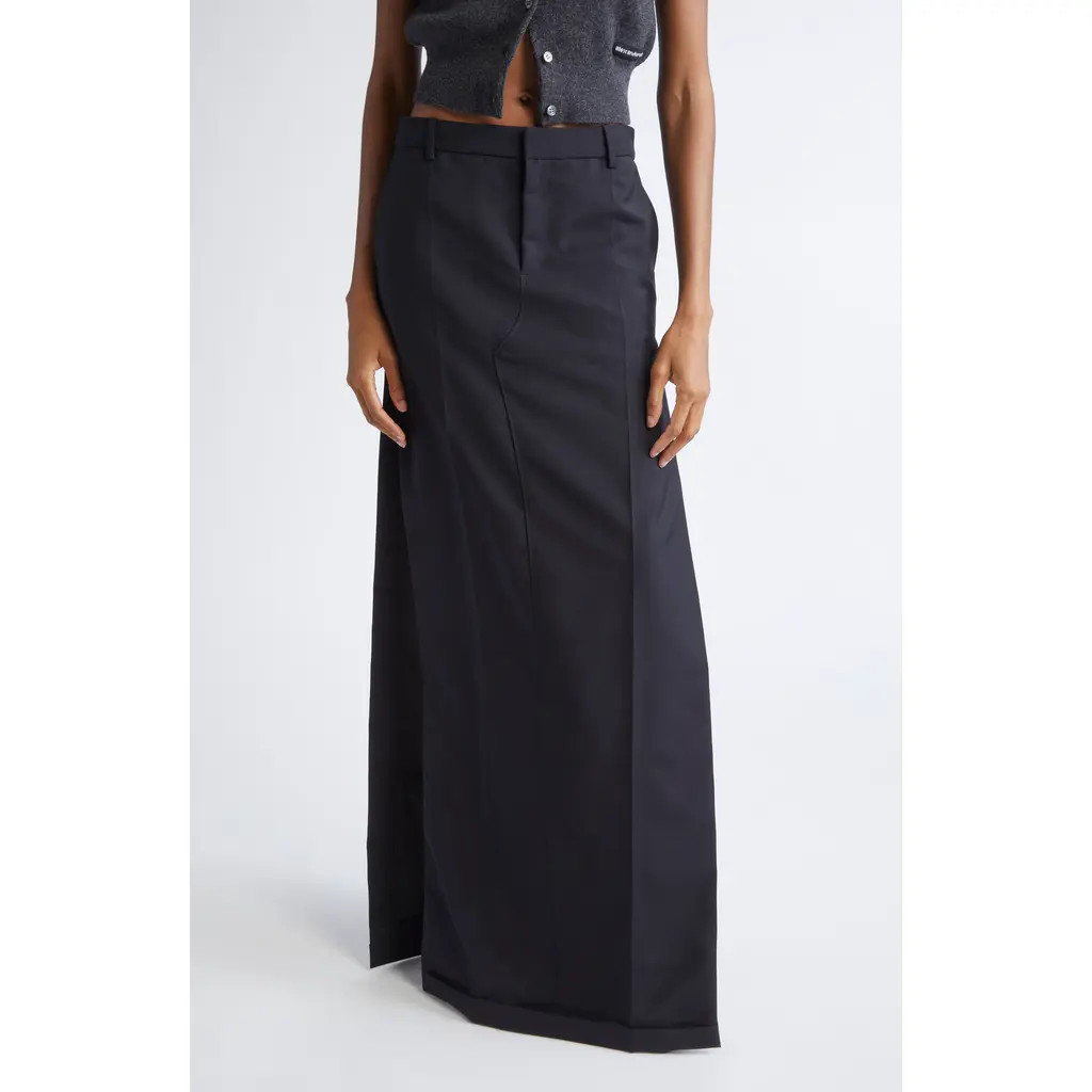Alexander Wang Wool & Mohair Tailored Maxi Skirt in Black at Nordstrom, Size 4 | Nordstrom