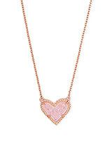 Ari Heart Rose Gold Pendant Necklace in Light Pink Drusy | Kendra Scott