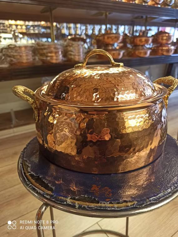 Vintage Copper Cookware, Copper Pots  Oriental, Kitchenware, Copper Casserole Pot With Lid Christ... | Etsy (US)