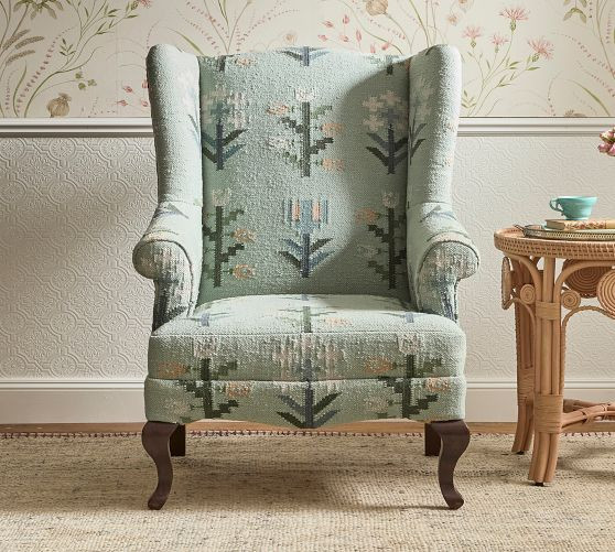 Philippa Flatweave Wingback Chair | GreenRow