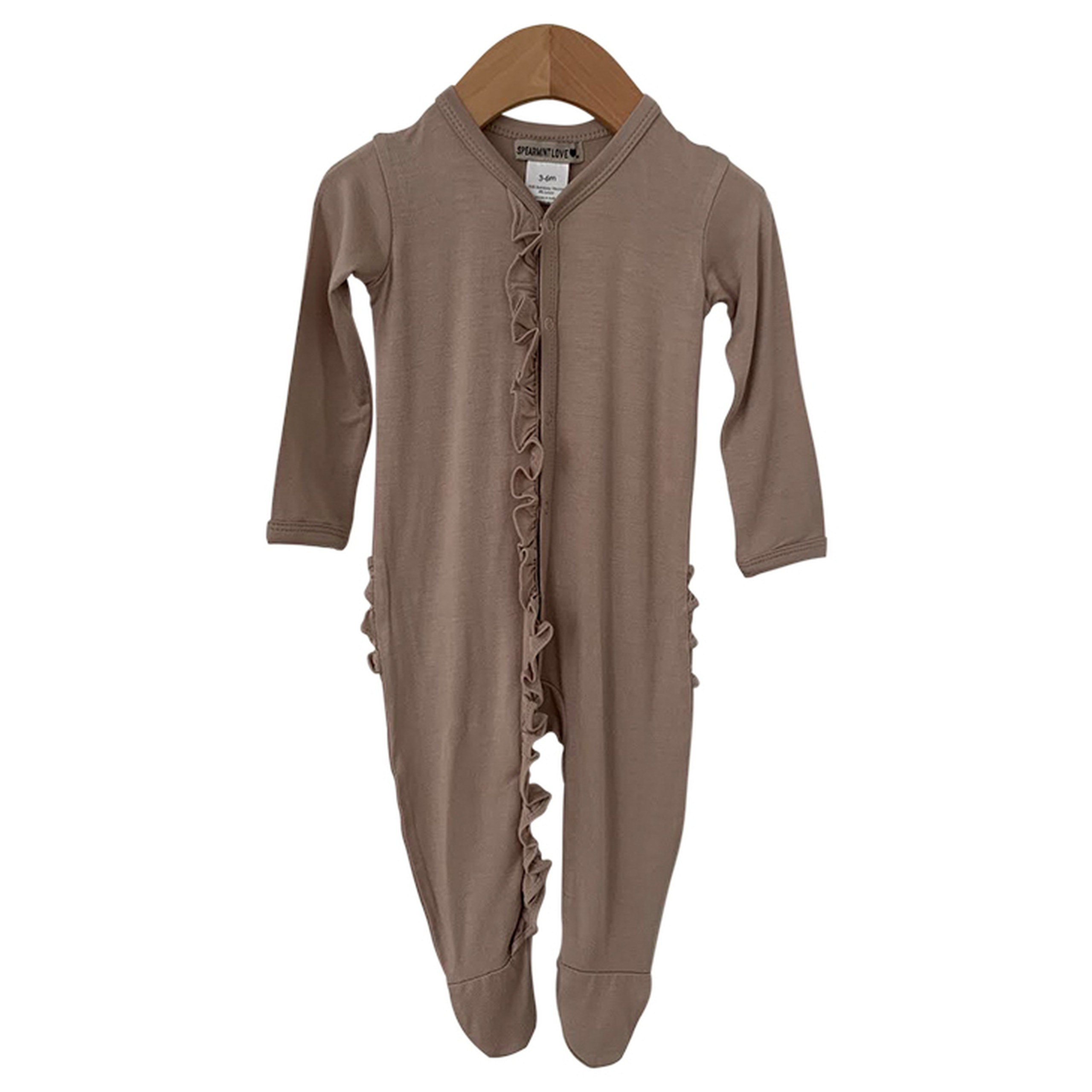 Ruffle Snap Footie, Clay | SpearmintLOVE