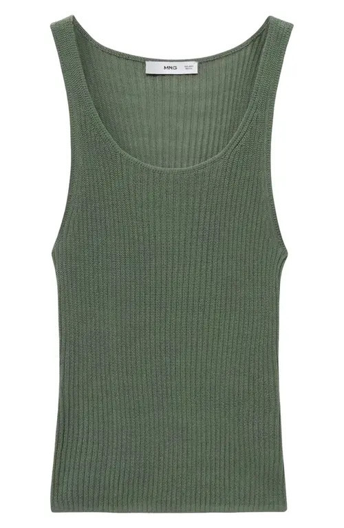 MANGO Chunky Rib Sweater Tank in Green at Nordstrom, Size Small | Nordstrom