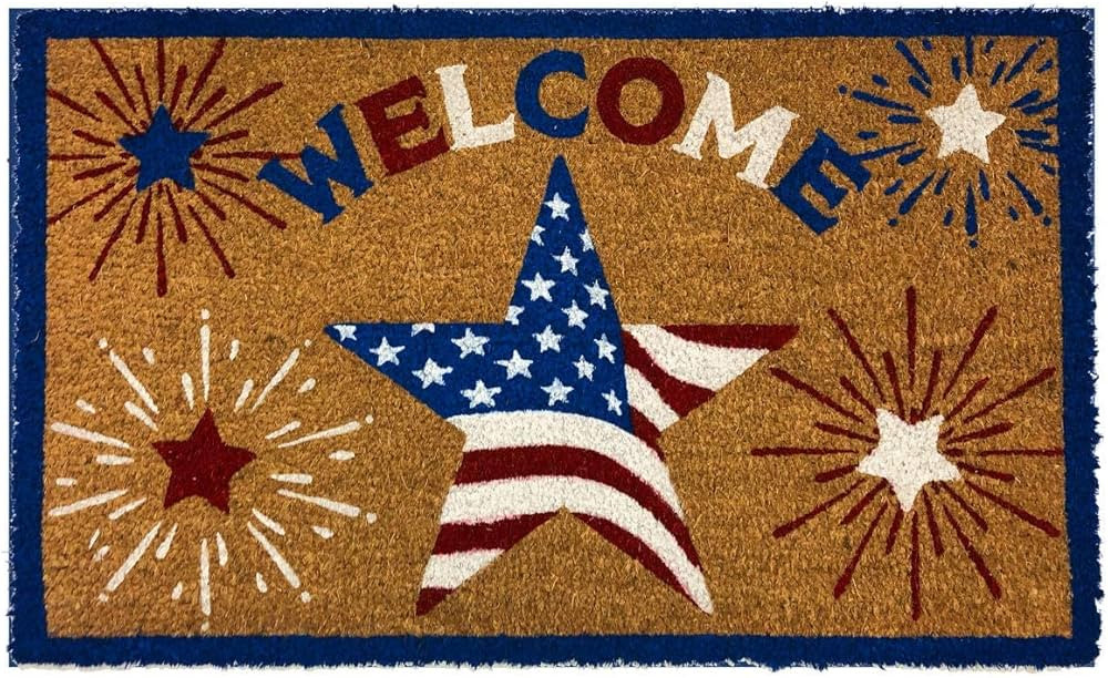 Briarwood Lane American Star Coir Doormat Patriotic Natural Fiber Outdoor 30" x 18" | Amazon (US)
