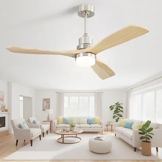 52 inch Indoor and Outdoor Downrod Solid Wood Ceiling Fan with Remote,Integrated Light Optional | Bed Bath & Beyond