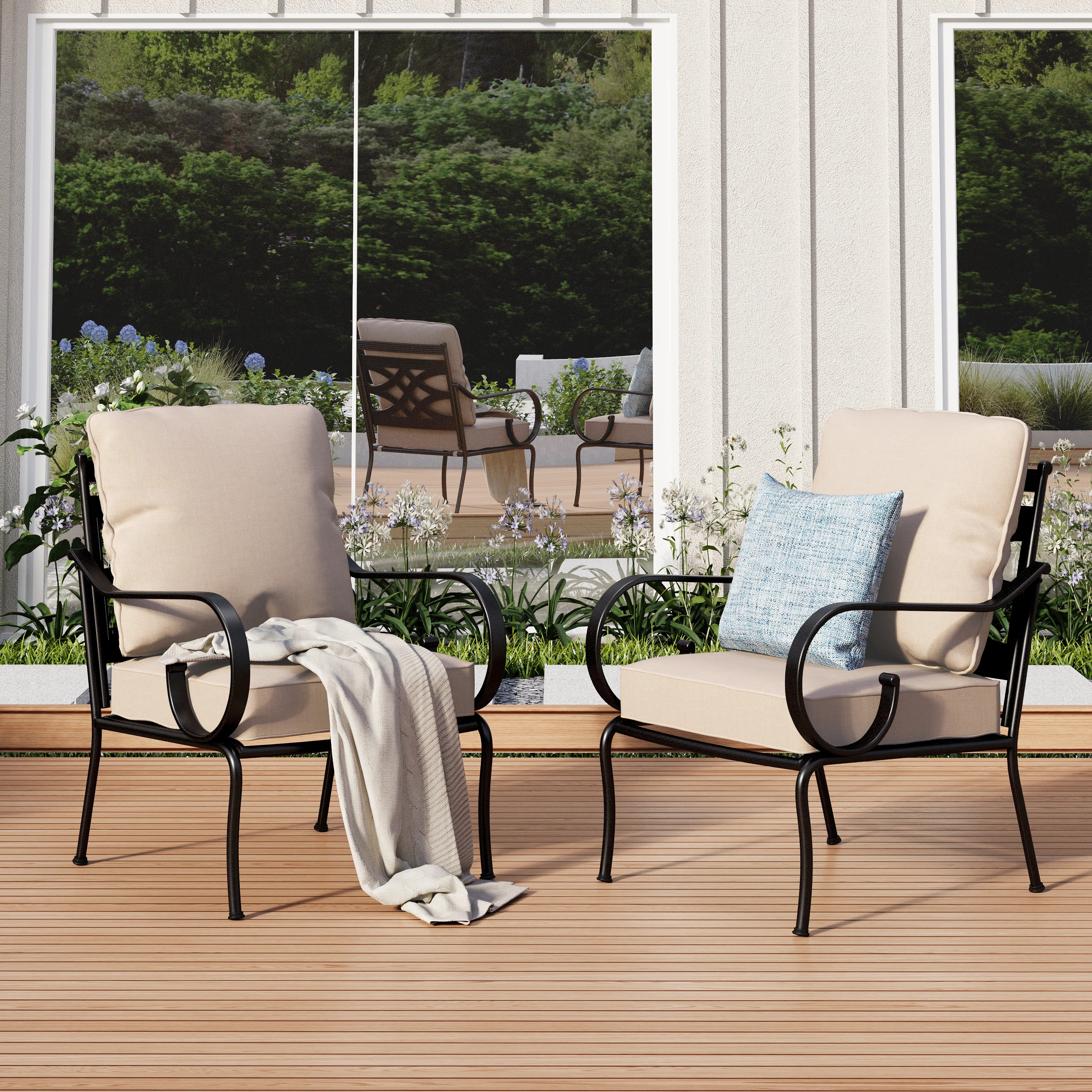 Armisha Patio Lounge Chair with Cushions (Set of 2) | Wayfair North America