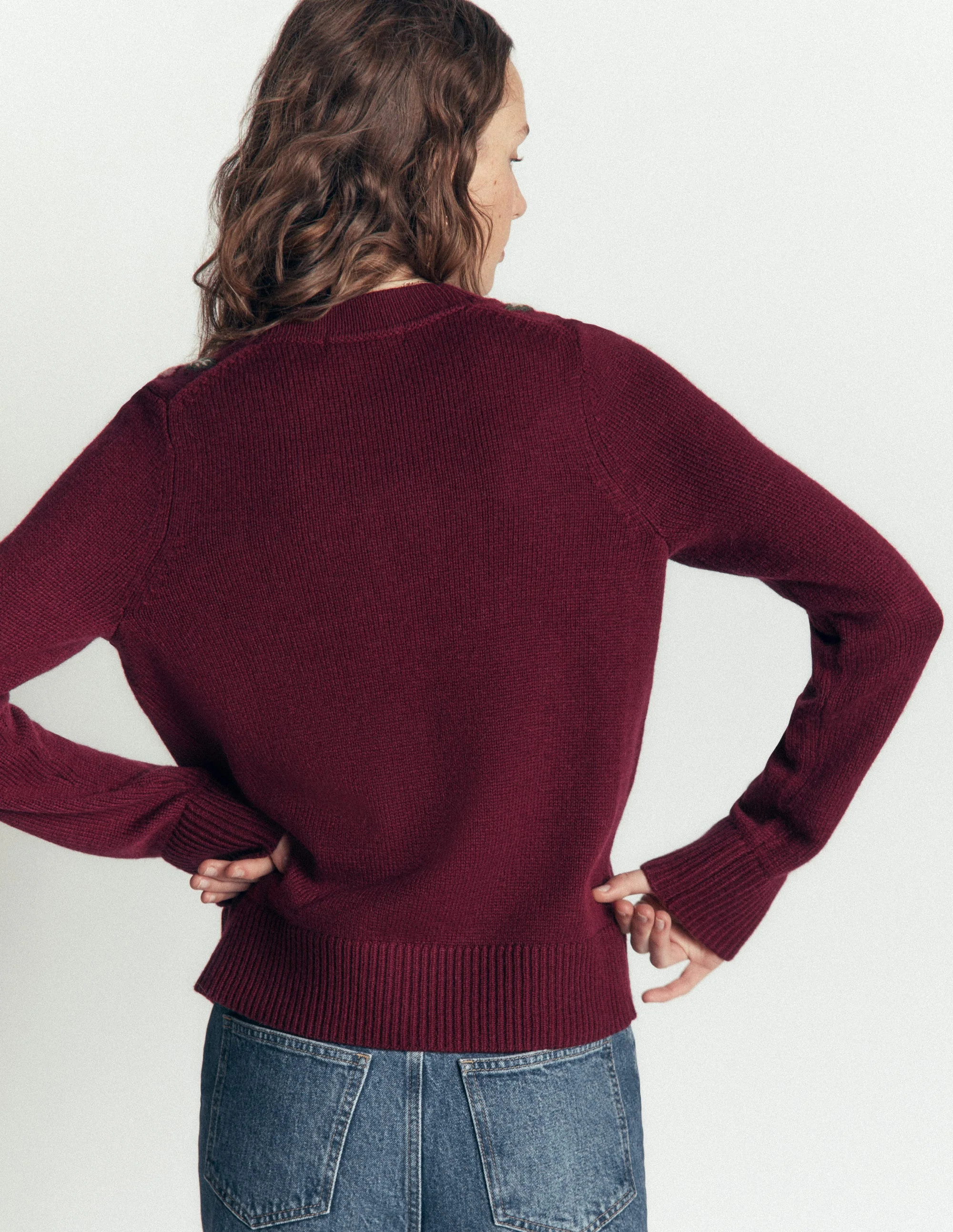 Ella Embroidered Knit Cardigan-Dark Cherry, Embroidery | Boden (US)