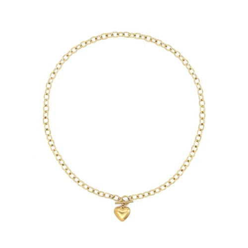 FUTIMELY Gold Heart Chunky Choker Necklaces,14K Gold Punk Puffy Love Thick Chain Pendant Necklaces, Charm Statement Jewelry Gifts for Women (Gold) | Amazon (US)