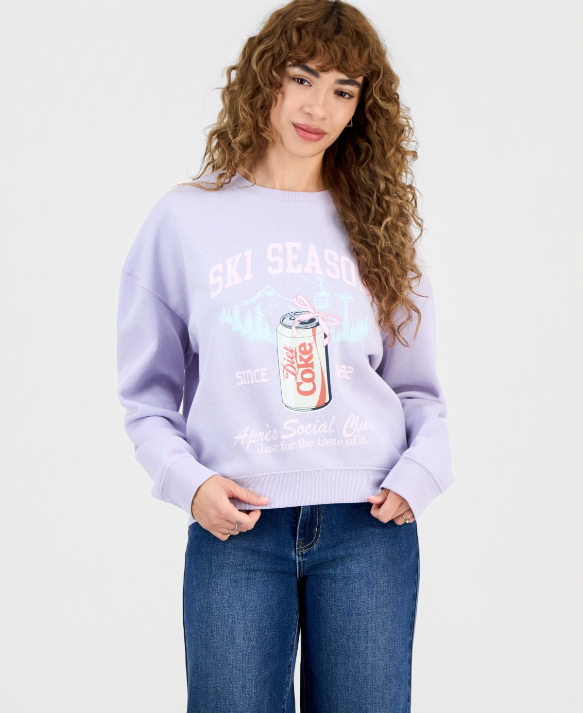 Grayson Threads, The Label Juniors' Diet Coke Bow Fleece Crewneck Sweatshirt - Thistle | Macy's