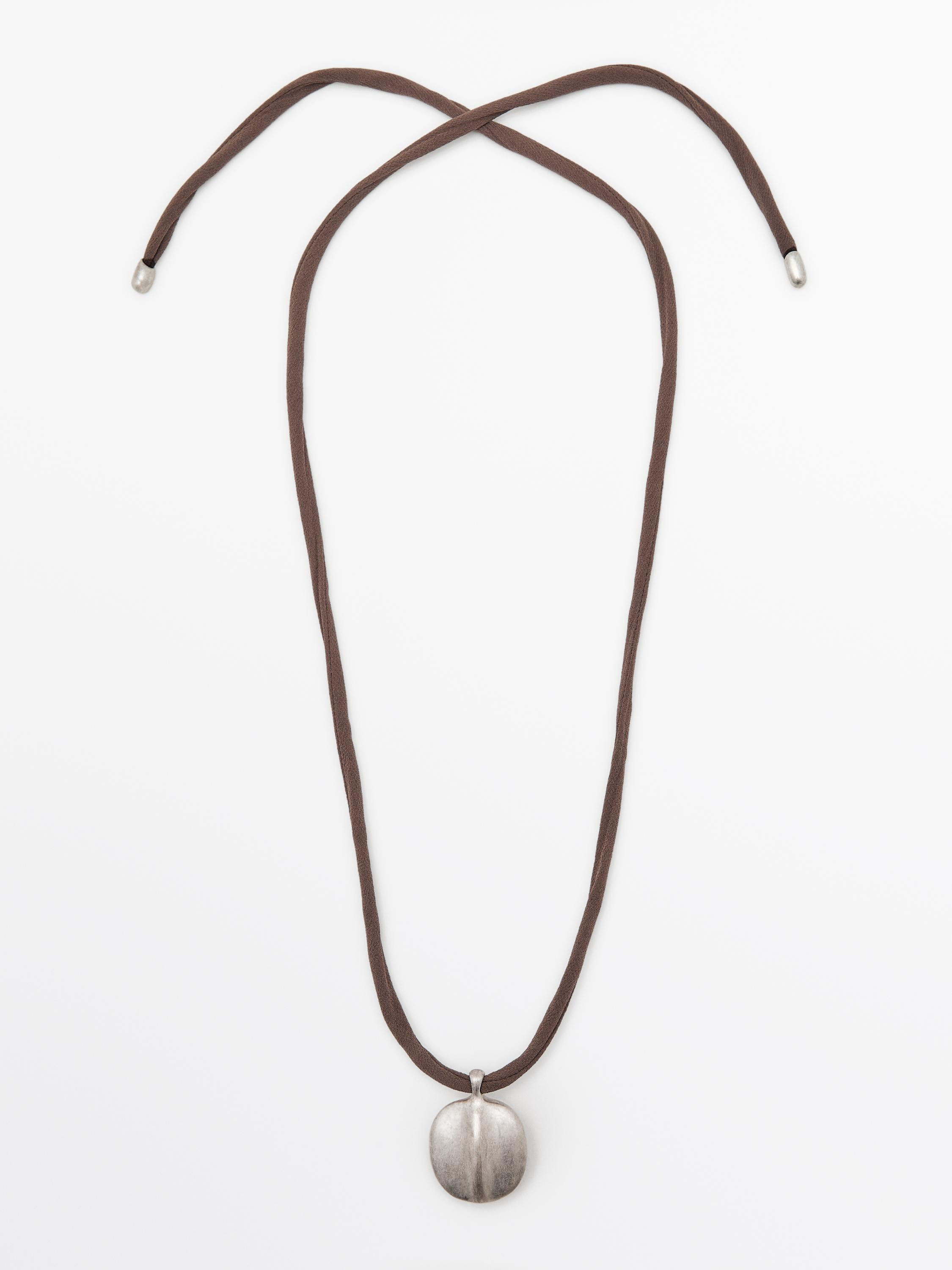 Leaf and silk cord necklace | Massimo Dutti UK