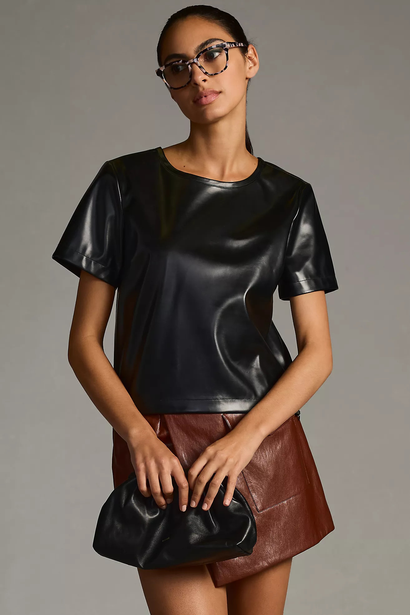 Porridge Collin Faux-Leather Short-Sleeve Top | Anthropologie (US)