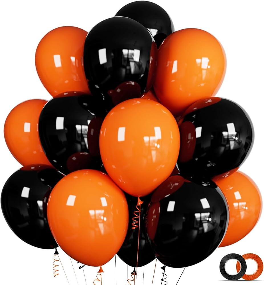 100 Pcs Black and Orange Balloons 12 Inch Halloween Latex Balloons Thicken Helium Party Balloons ... | Amazon (US)