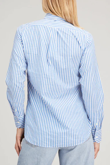 Boyfriend Shirt in Blue Chambray Stripe | Hampden Clothing