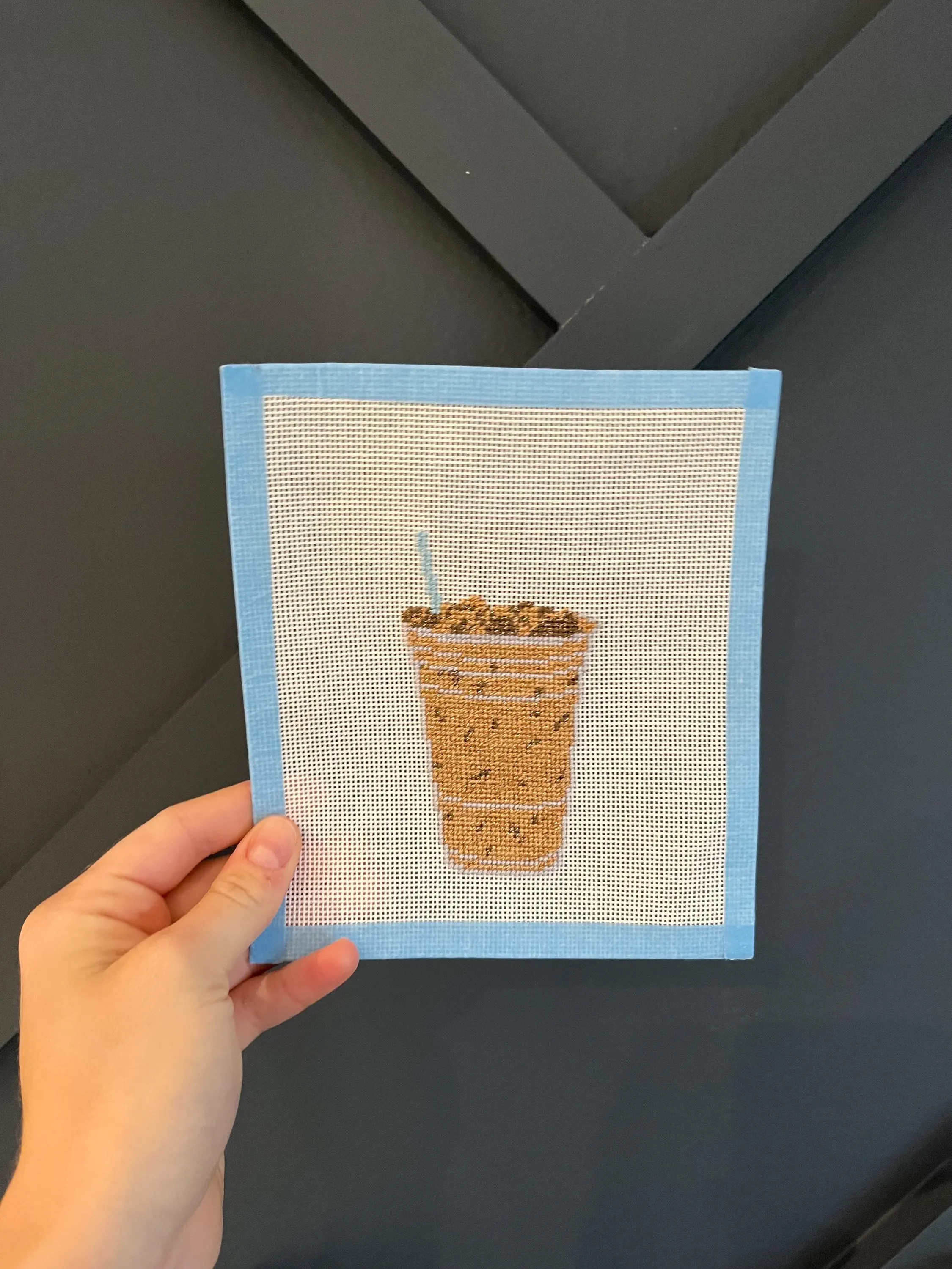Iced Coffee Needlepoint Canvas 18in - Etsy | Etsy (US)