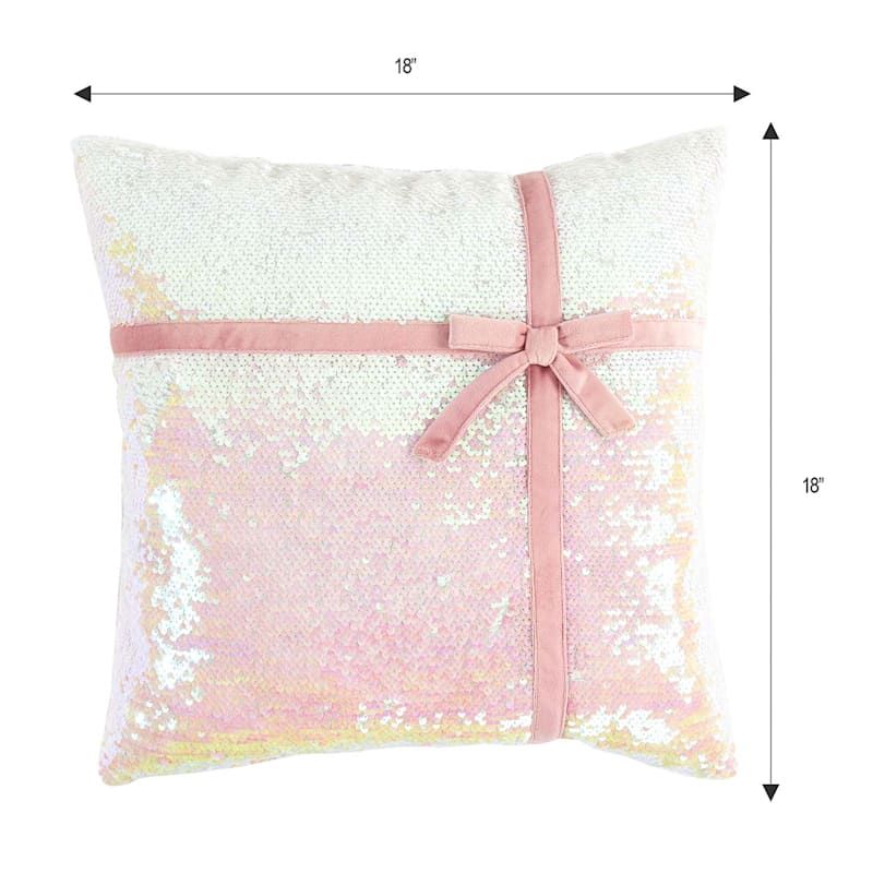 Pink Sequins Gift Throw Pillow, 18" | At Home