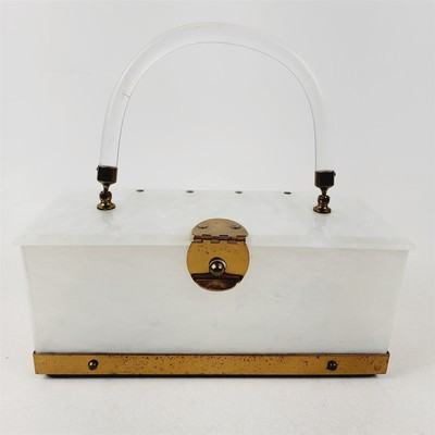 Vintage Dorset-Rex 5th Ave Lucite Box Purse Top Handle Bag Cream White Clear  | eBay | eBay US