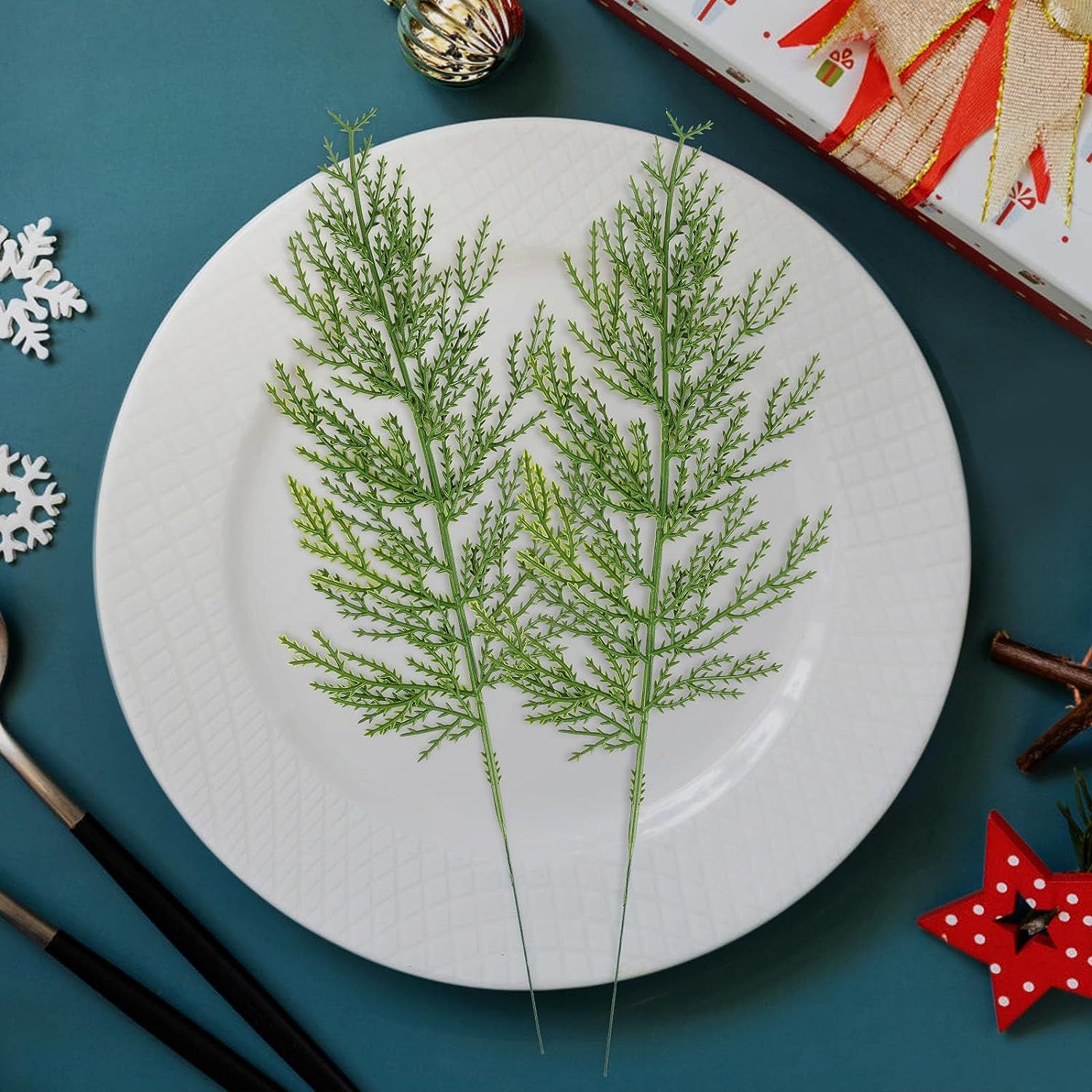 40 Pcs Artificial Pine Sprigs Faux Greenery Stems Pine Picks Plastic Christmas Decor - DIY Holida... | Amazon (US)