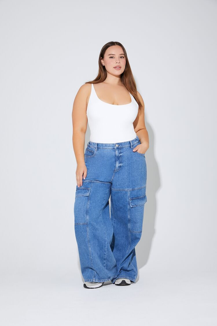 Plus Size High-Rise Cargo Jeans | Forever 21