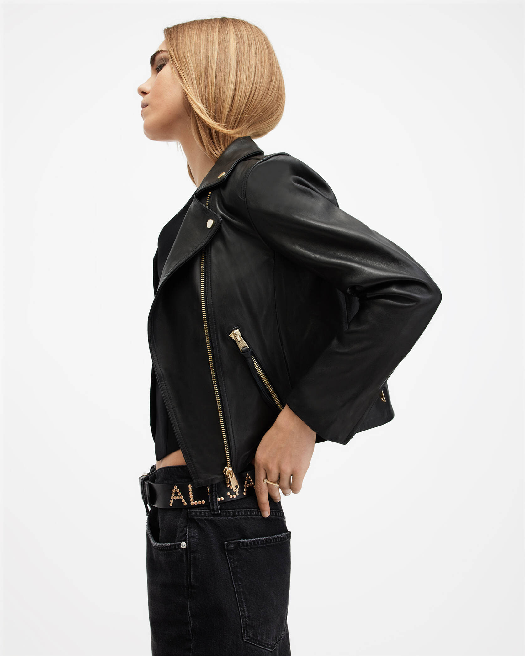 Dalby Slim Fit Leather Biker Jacket | AllSaints US