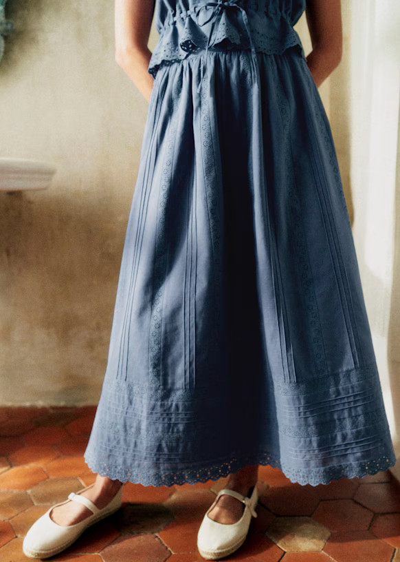Duda Skirt - Mineral Blue - Organic Cotton - Sézane | Sezane Paris - US