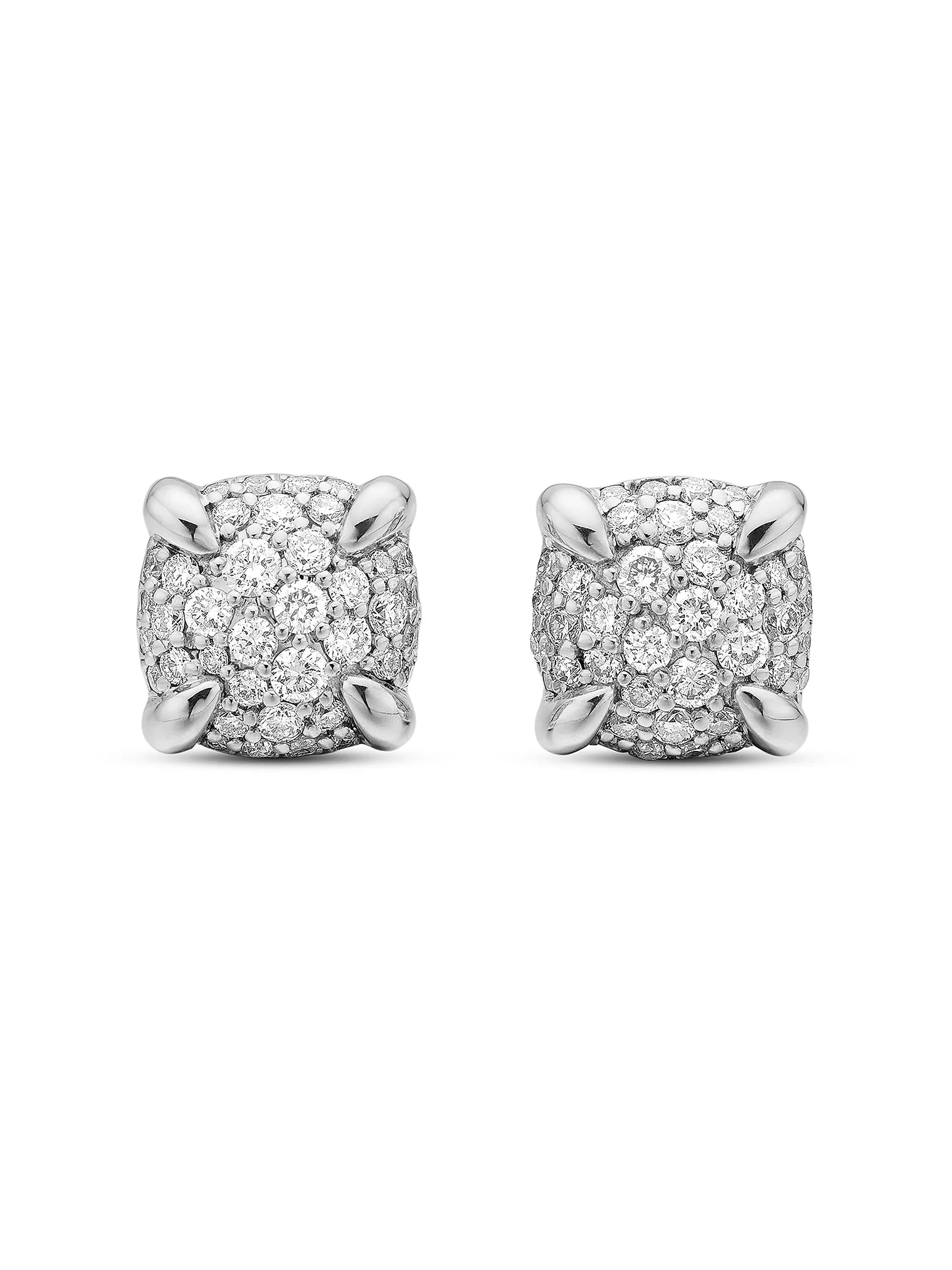 Petite Chatelaine Stud Earrings in Sterling Silver with Pavé Diamonds, 6.5mm | Saks Fifth Avenue