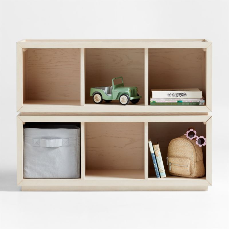 Cade Set of 2 Sunwashed Wood Cube Stackable Bookcases + Reviews | Crate & Kids | Crate & Barrel